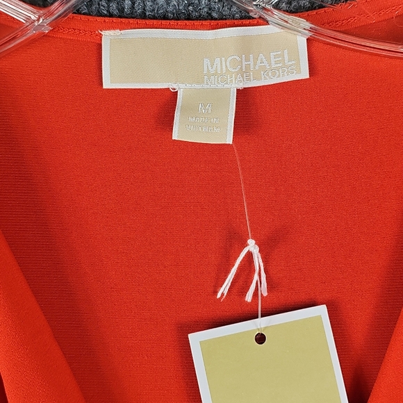 Michael Kors Sleeveless V-Neck Coral Red Gold Hardware Women's Dress MSRP $120 - Picture 5 of 10